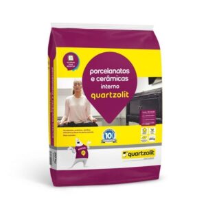 Cimentcola Quartzolit Porcelanato e Cerâmica interna 20Kg Cinza Saco Roxo (Pagamento em dinheiro/Pix retirando na loja)