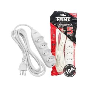 Extensão elétrica 2p+t 10A 4 tomadas 5m Fame