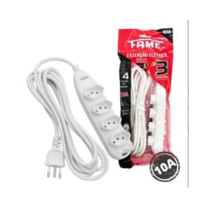 Extensão elétrica 2P+T 10A 4 tomadas 3m Fame