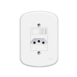 Interruptor blanc+ tomada com placa 10A Fame