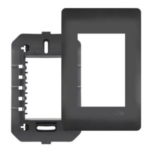 Placa habitat black 4x2 com 3 módulos e suporte Fame