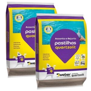 Kit 2 Argamassa Quartzolit Pastilha 5kg Branco ( Total 10kg )