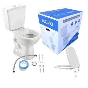 Combo Icasa Mariana Branco ( Bacia Acoplada + Assento + Fixação + Anel + Rabicho )