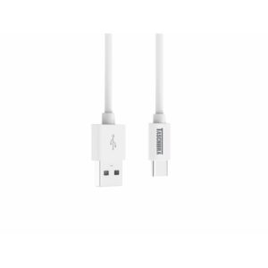 Cabo carregador fast charge USB A - USB C 1m 2A Branco Taschibra