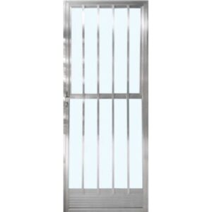 Porta de Alumínio Natural Palito Standard 80 Direita Vidro Canelada