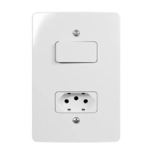 Conjunto Interruptor 6A + Tomada 2P+T 10A 250V Branco Margirius