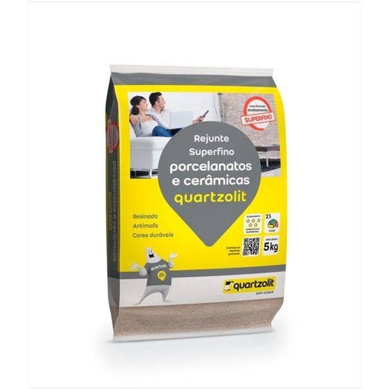 Rejunte Quartzolit Porcelanato 5kg Cinza Platina