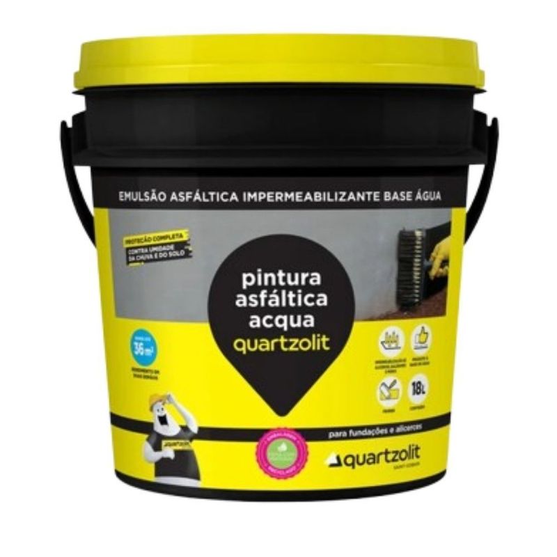 Pintura Asfáltica Acqua Quartzolit Balde 18 Litros Primer